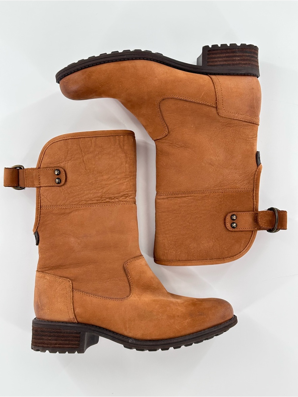 UGG Australia Aldon Tan Leather Fold Down Cuff Boots - Picture 7 of 10